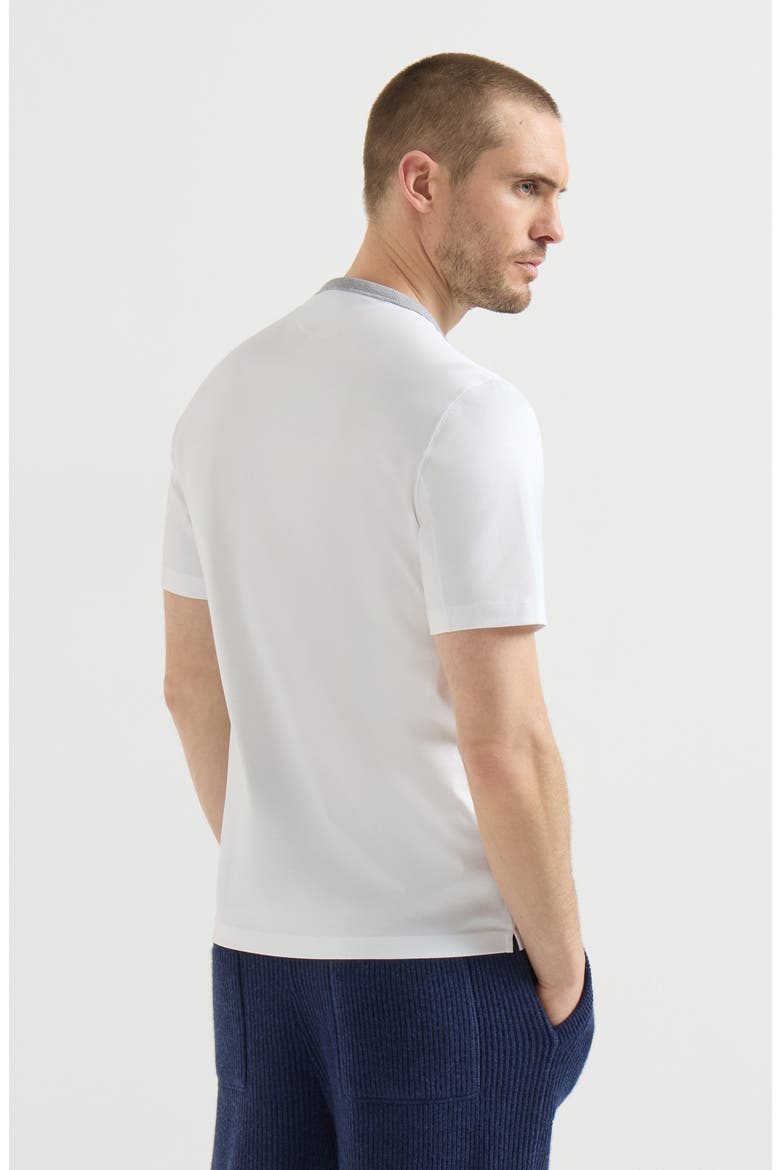 Cotton jersey crew neck T-shirt with print, Alternate, color, White