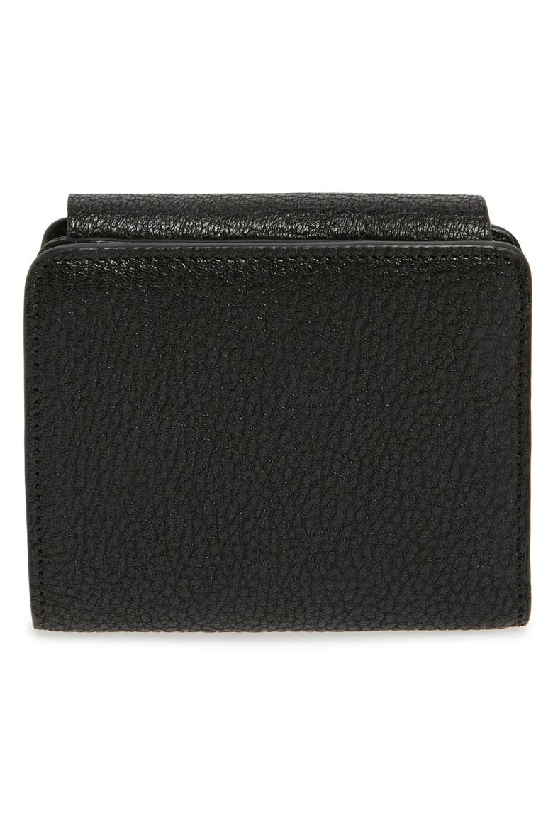 'Drew' Calfskin Leather Square Wallet, Alternate, color, BLACK