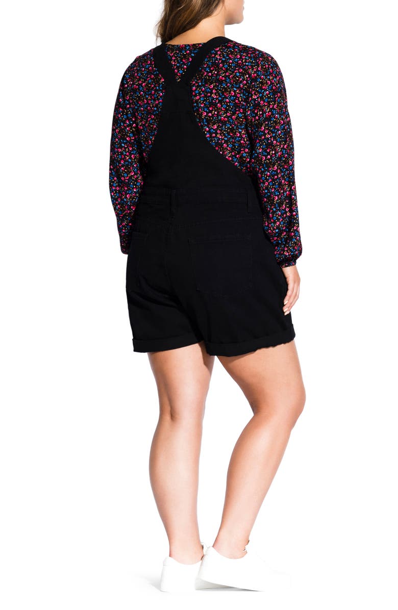 City Chic Short Denim Overalls, Alternate, color,