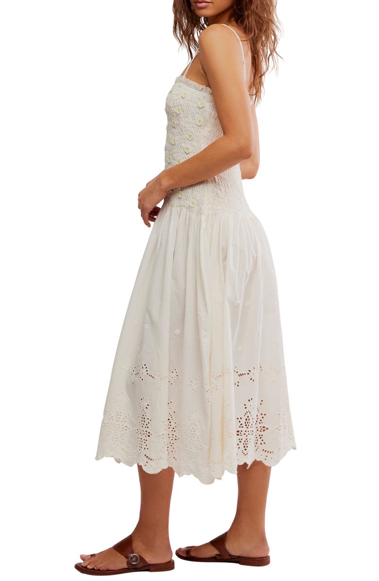Free People Daphne Floral Appliqué Cotton Sundress, Alternate, color, Ivory