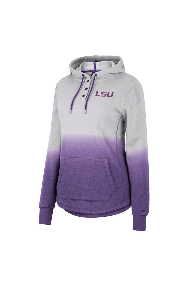 Women's Colosseum Gray/Purple LSU Tigers Aurelia Dip-Dye Quarter-Snap Pullover Hoodie, Alternate, color, Gray