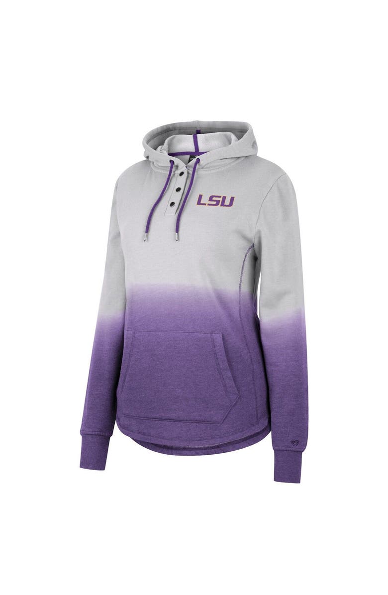 COLOSSEUM Women's Colosseum Gray/Purple LSU Tigers Aurelia Dip-Dye Quarter-Snap Pullover Hoodie, Alternate, color, 