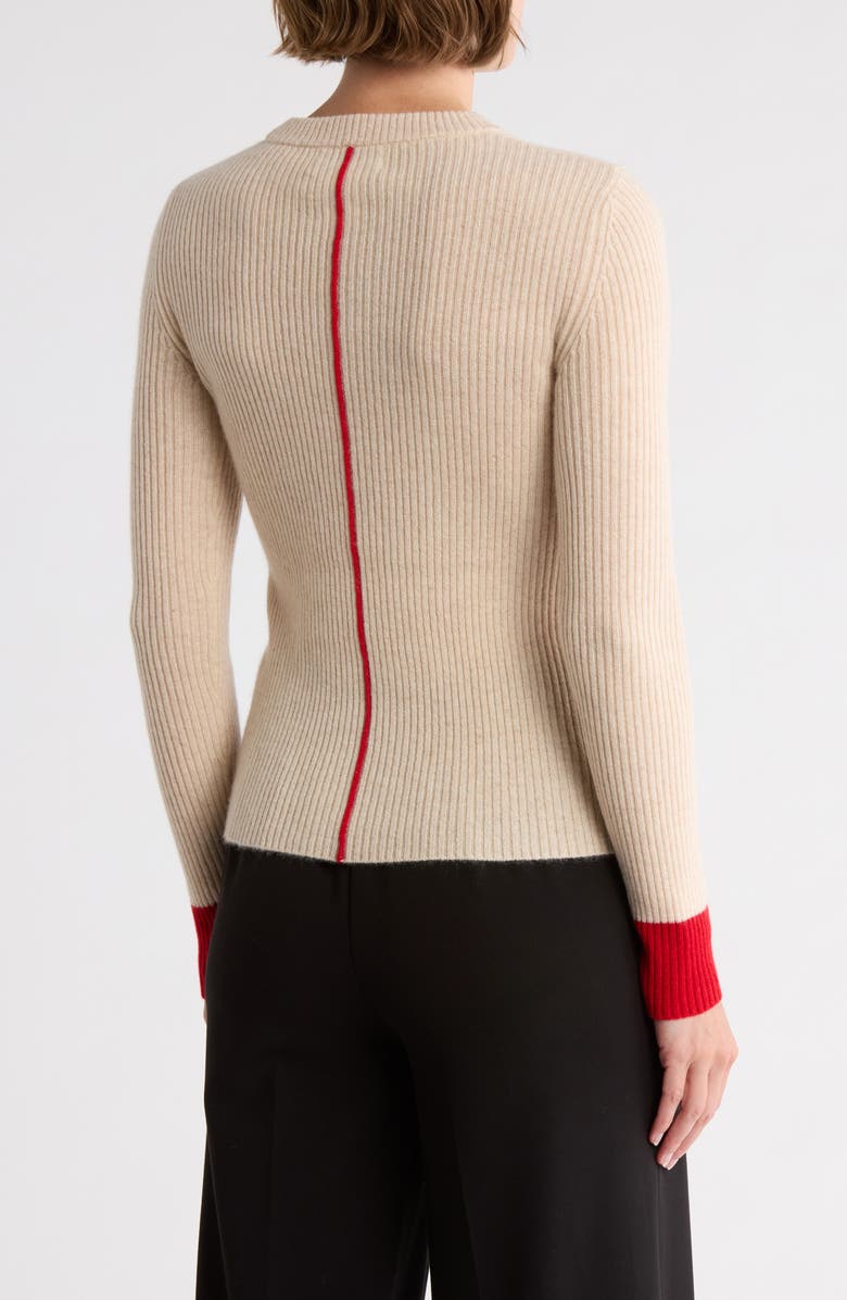 Magaschoni Cashmere Rib Sweater, Alternate, color, Creamy Heather / Rose Romance