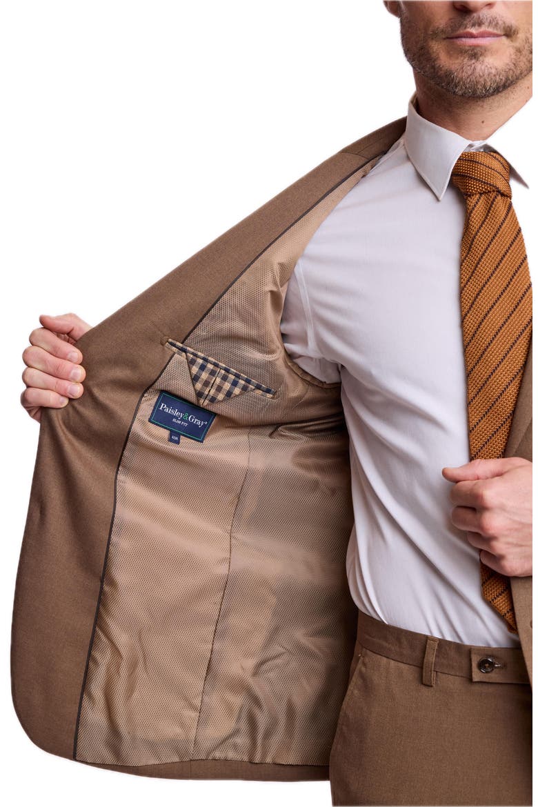 Ashton Slim Fit Peak Lapel Suit Jacket, Alternate, color, DARK CAMEL
