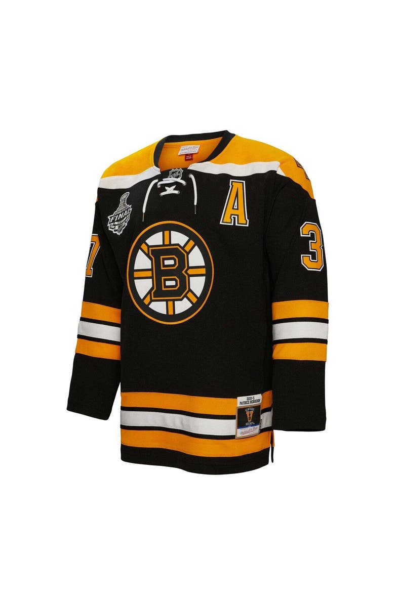 Mitchell & Ness Men's Mitchell & Ness Patrice Bergeron Black Boston Bruins Big & Tall 2010 Alternate Captain Patch Blue Line Player Jersey, Alternate, color,