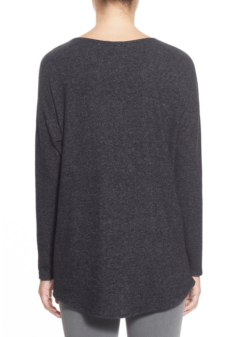 Gibson 'Yummy Fleece' High/Low V-Neck Pullover, Alternate, color, BLACK