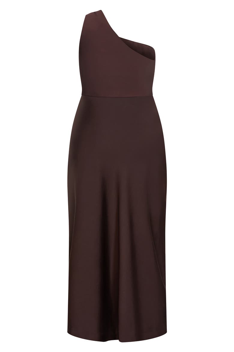 Jayne One-Shoulder Dress, Alternate, color, CHOCOLATE