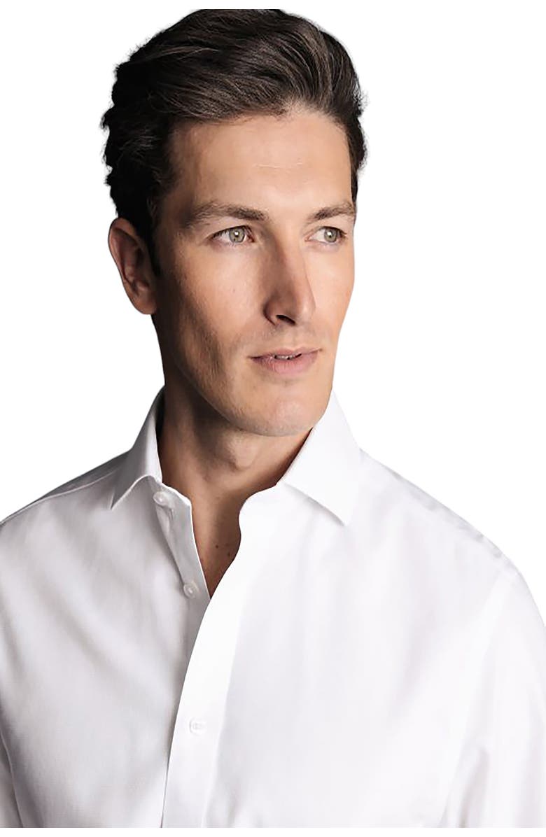 Charles Tyrwhitt Non-Iron Clifton Weave Cutaway Slim Fit Shirt Single Cuff, Alternate, color, White