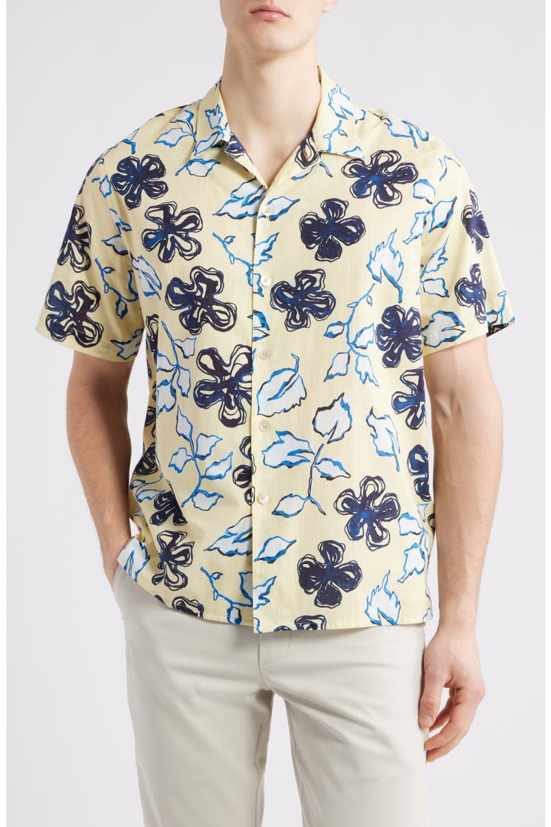 Casual Fit Floral Button-Up Shirt, Main, color, YELLOW