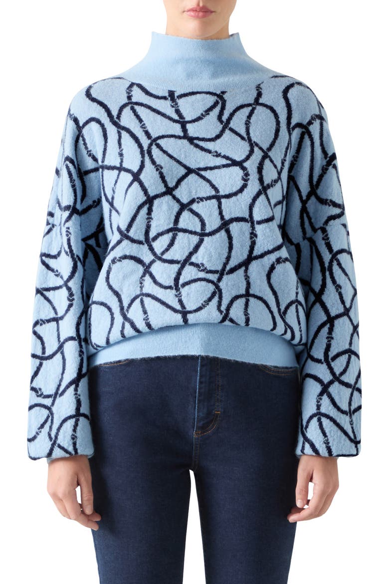 Willa Fluffy Mock Neck Sweater, Main, color, BLUE