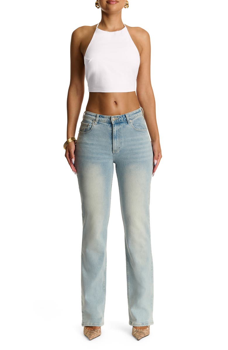 Naked Wardrobe Shirting Halter Crop Top, Alternate, color, White