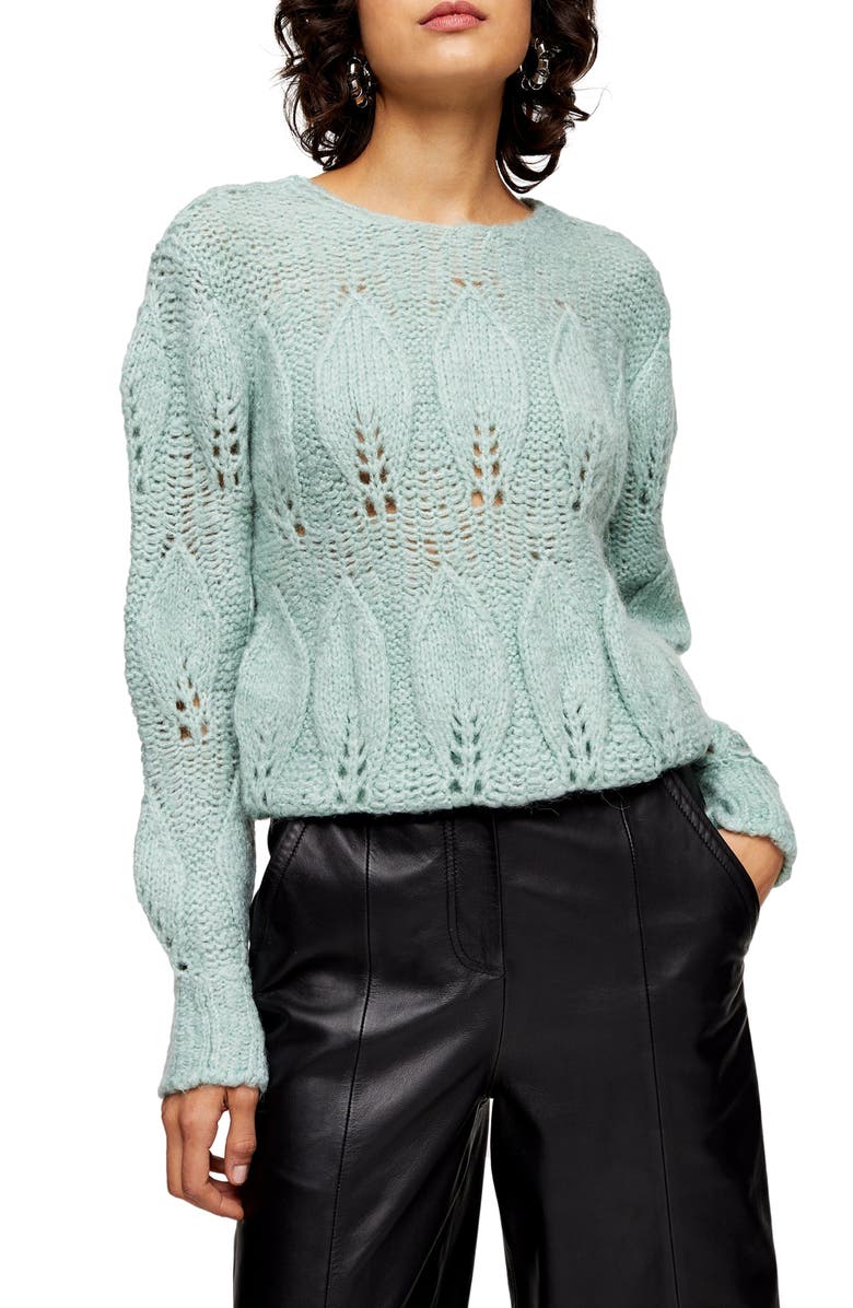 Topshop Petal Pointelle Sweater, Main, color, 