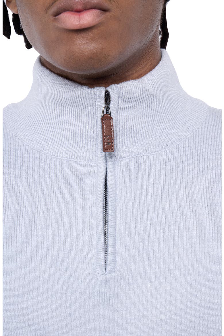 Mock Neck Quarter Zip Sweater, Alternate, color, LIGHT HEATHER GREY