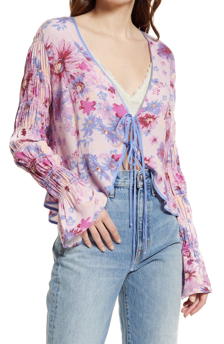 Free People Venice Floral Tie Front Top, Main, color,