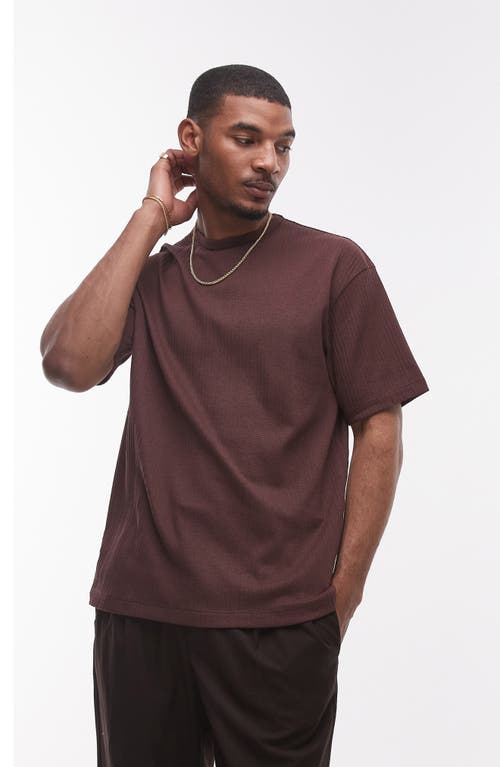 Topman Oversized Fit Sueded T-shirt In Brown
