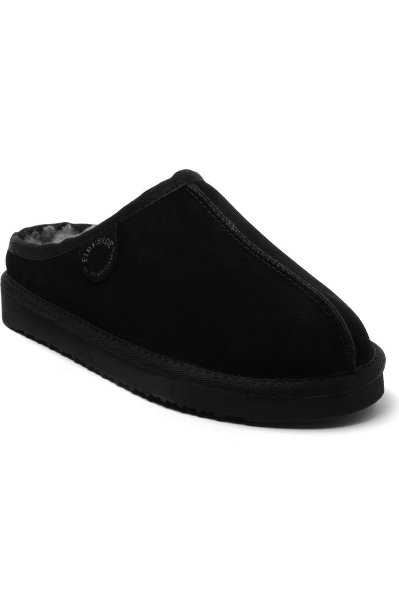 DEARFOAMS Fireside Greta Genuine Shearling Clog Slipper, Main, color, Black