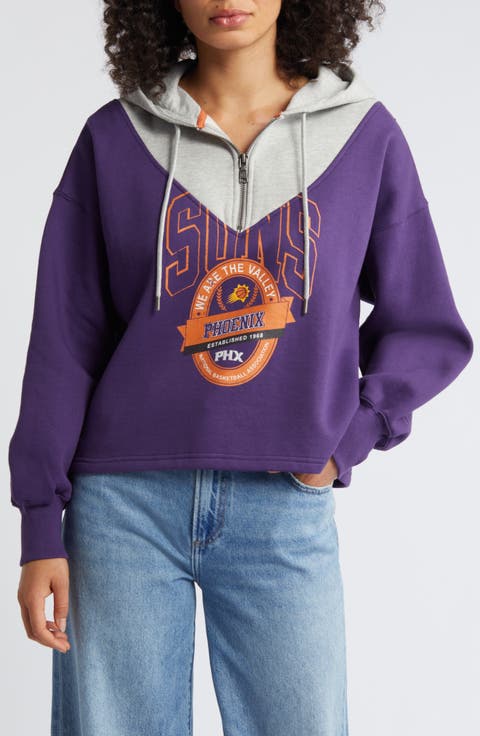 Women's WEAR by Erin Andrews Purple Phoenix Suns Pieced Quarter-Zip Hoodie Jacket