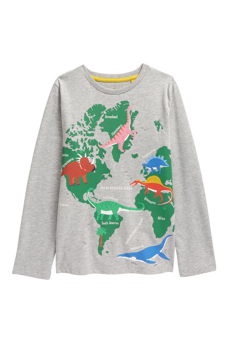 Kids' Educational Graphic Pullover, Main, color, GREY MARL DINO MAP