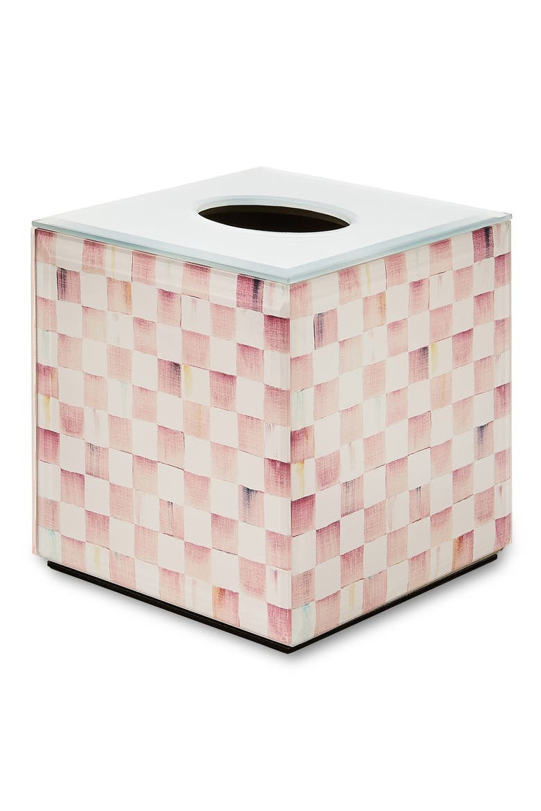 Rosy Check Boutique Tissue Box Cover, Main, color, ROSY