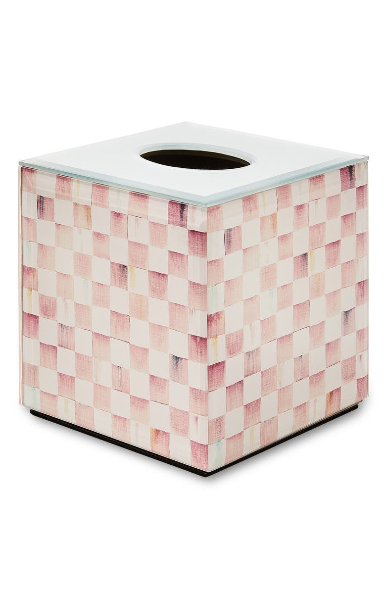 MACKENZIE CHILDS Rosy Check Boutique Tissue Box Cover, Main, color, Rosy