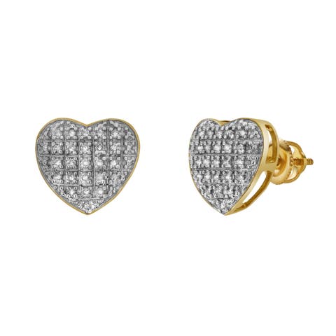 Eden 10K Yellow Gold Cluster Diamond Unisex Earrings - 0.24 Cts