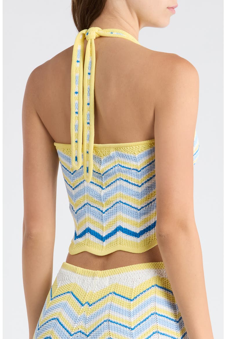 Chevron Knit Halter Crop Top, Alternate, color, LEMON DAZE