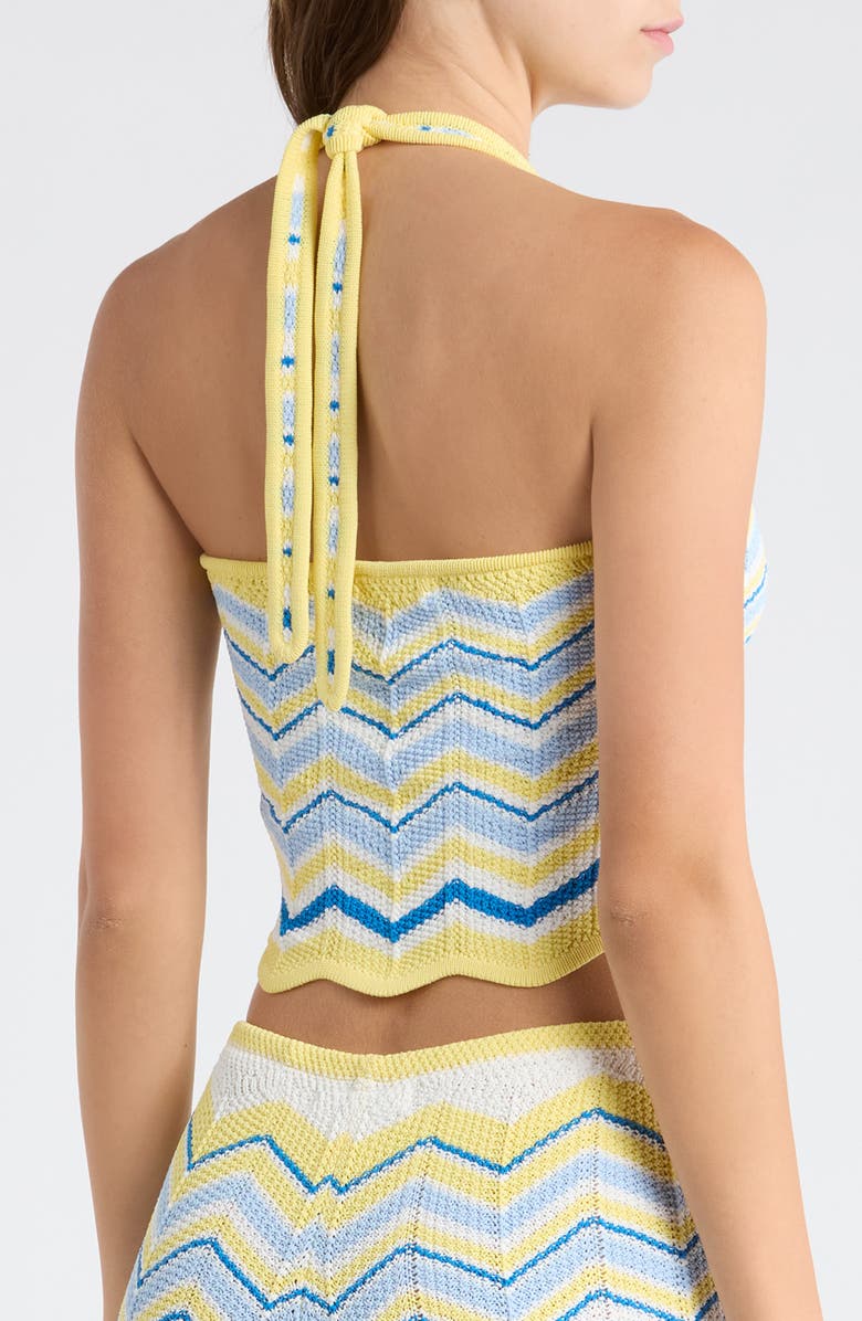 Kulani Kinis Chevron Knit Halter Crop Top, Alternate, color, Lemon Daze