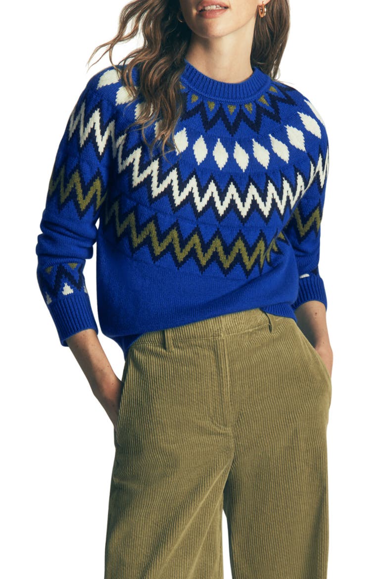 Mae Fair Isle Sweater, Main, color, BLUE, FAIR ISLE