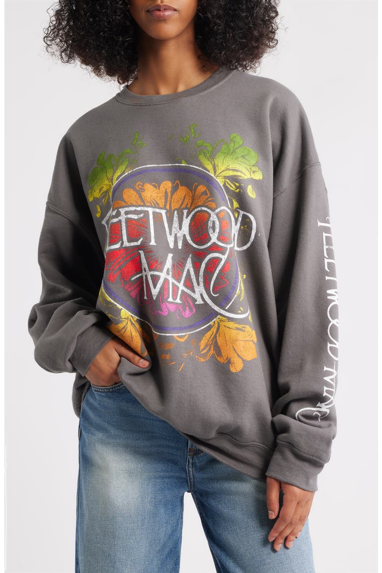 Fleetwood Mac Floral Graphic Sweatshirt, Main, color, SOLID CHARCOAL