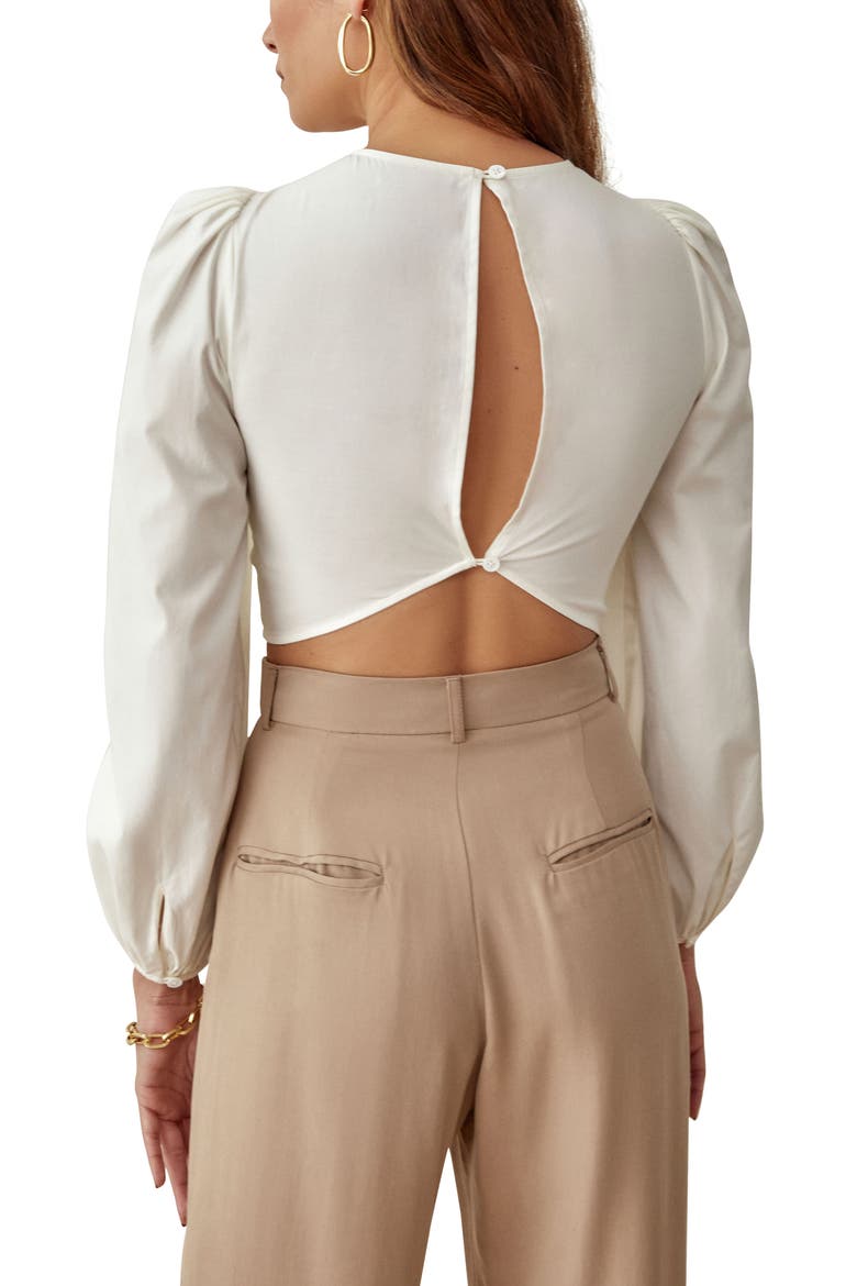 Derek Long Sleeve Crop Top, Alternate, color, WHITE