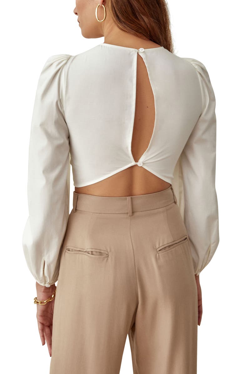 Reformation Derek Long Sleeve Crop Top, Alternate, color,