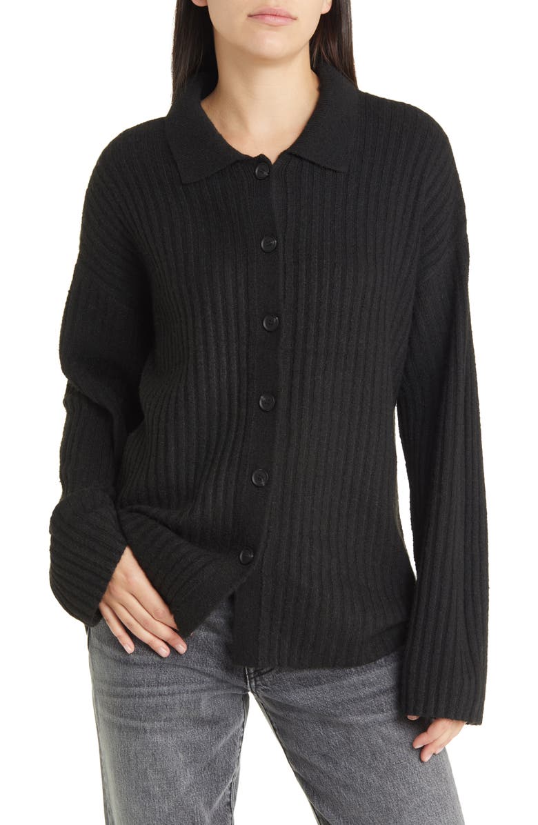 Treasure & Bond Rib Polo Cardigan, Main, color, 