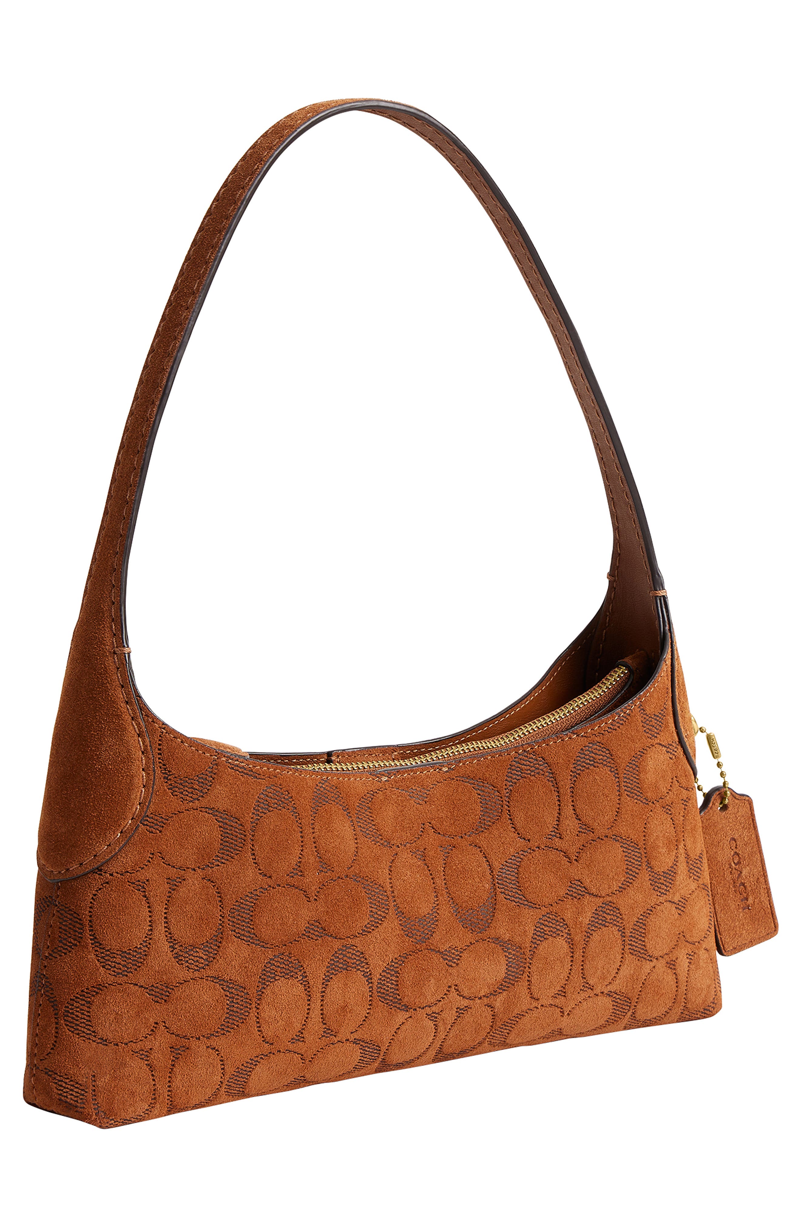 Brooklyn 26 Signature Suede Leather Shoulder Bag, Alternate, color, B4/TOBACCO