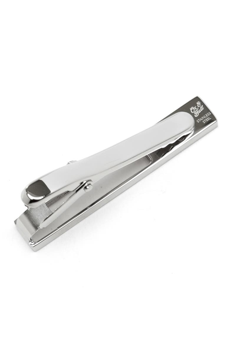 Mother-of-Pearl Die Cut Tie Clip, Alternate, color, SILVER