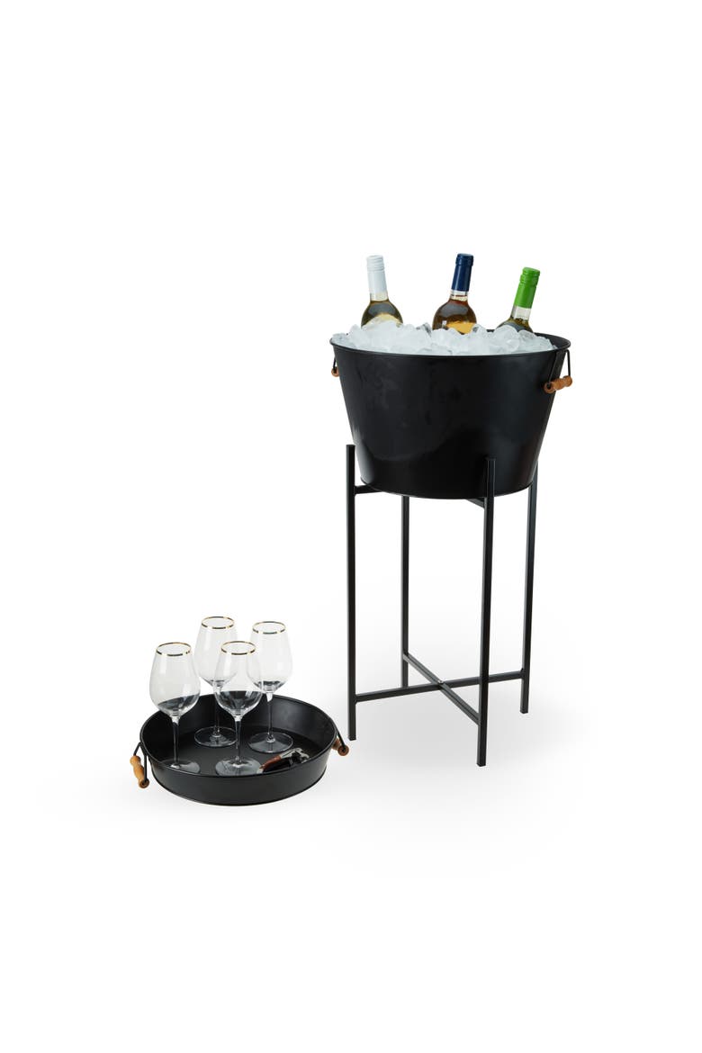 Beverage Tub with Stand & Tray in Black, Alternate, color, Black