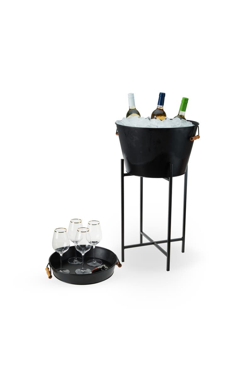 TWINE Beverage Tub with Stand & Tray in Black, Alternate, color, Black