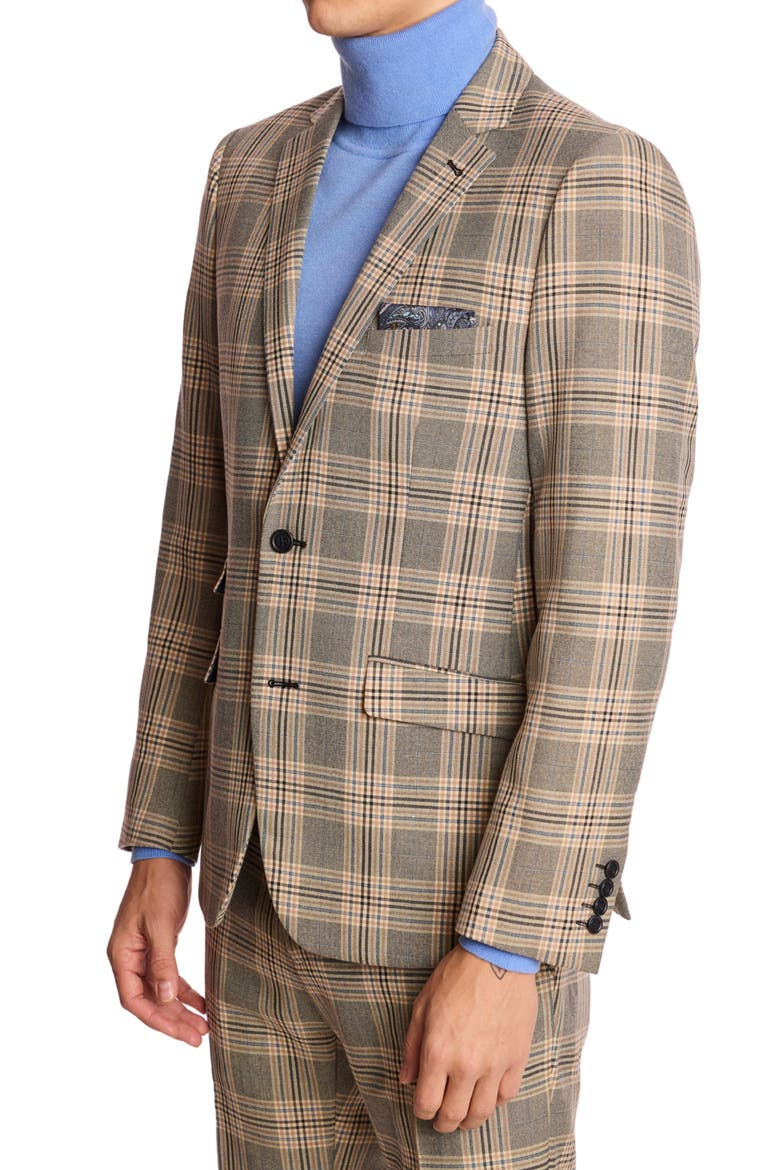 Dover Slim Fit Gray Check Blazer, Alternate, color, BLUE GREY CHECK/ CAMEL
