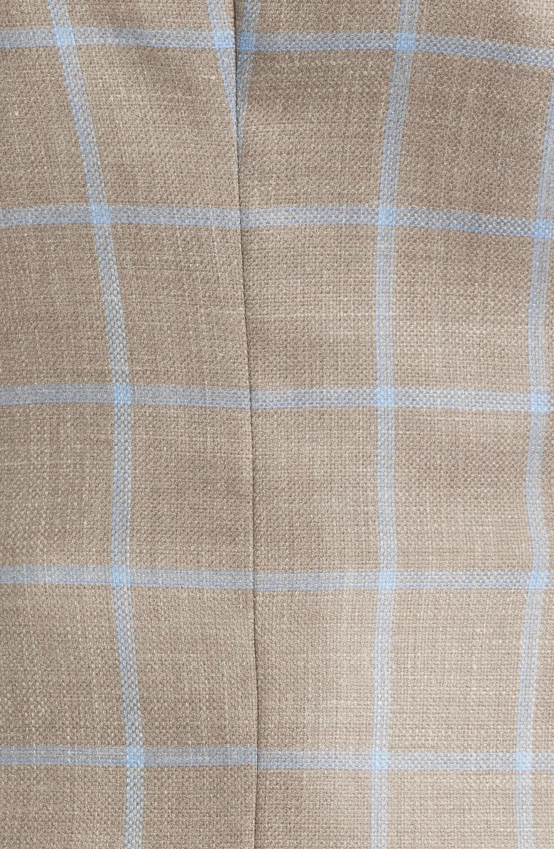 Peter Millar Hyperlight Soft Tan Windowpabne Check Wool & Silk Blend Sport Coat, Alternate, color, 
