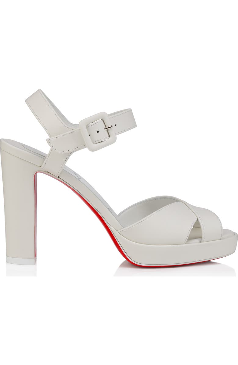 Christian Louboutin Cora Block Heel Sandal, Alternate, color, Bianco/ Lin Bianco