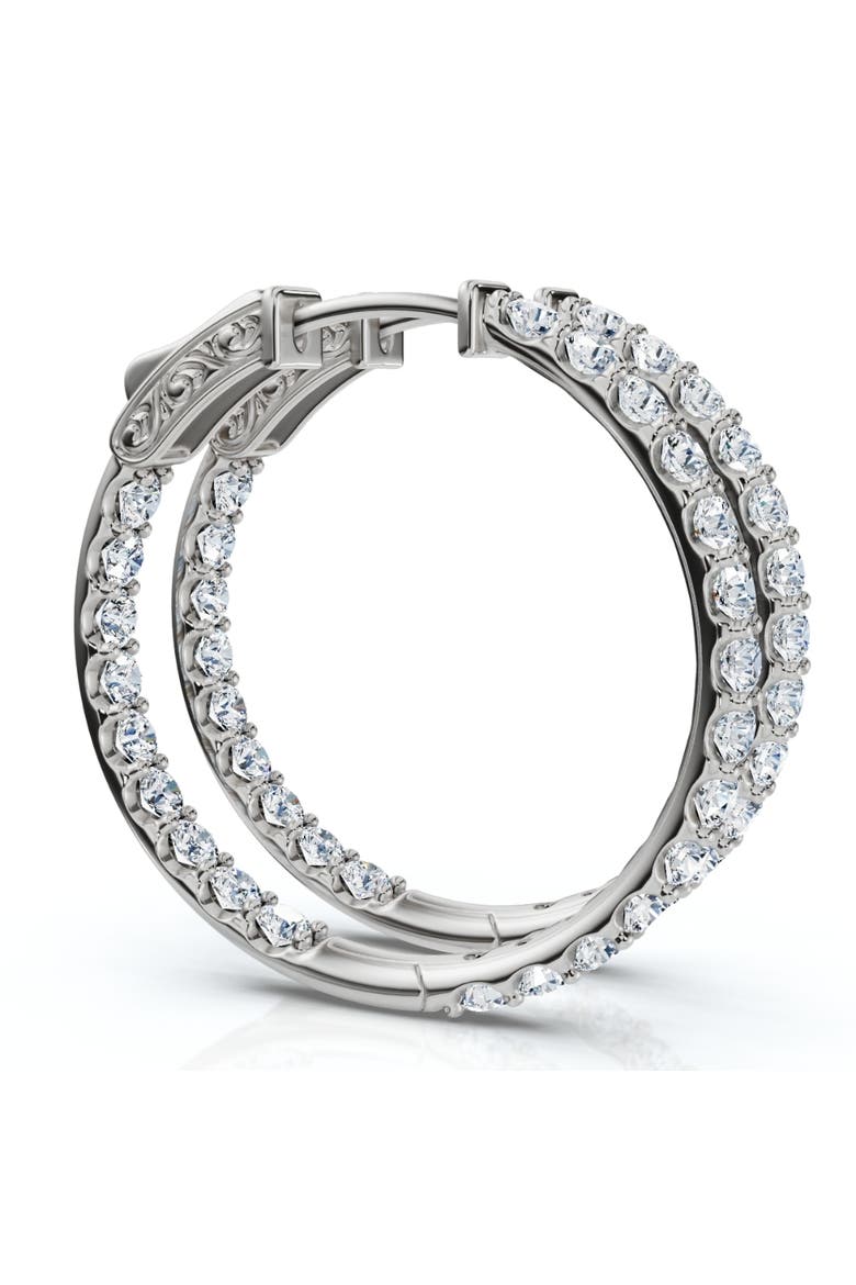 3Ct Diamond Hoops Women's Lab Grown Earrings 10K Gold 1 1/4" Tall, Alternate, color, 10K White Gold