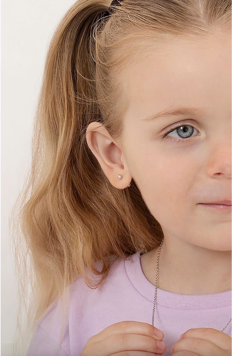 In Season Jewelry 14k Classic Ball White Gold Earrings, Alternate, color, Silver