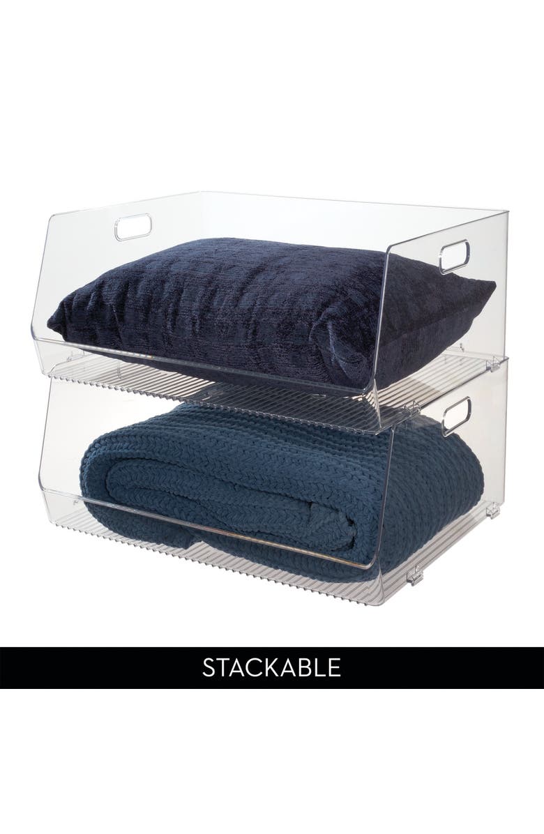 iDesign Stackable Open-Front Bin Set of 4, Alternate, color, Clear