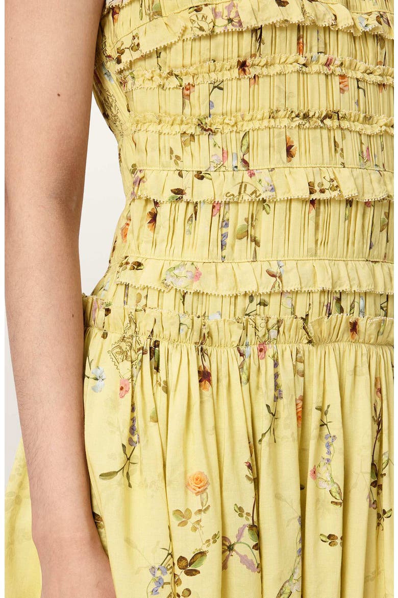 Lauren Floral Smock Bodice Minidress, Alternate, color, CARMEL PALE YELLOW