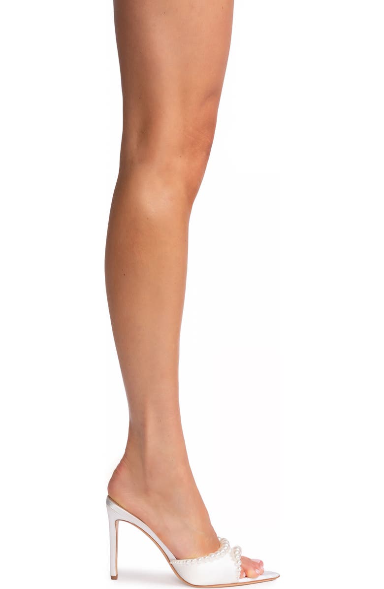 BLACK SUEDE STUDIO Gigi Pointed Toe Slide Sandal, Alternate, color, White Satin