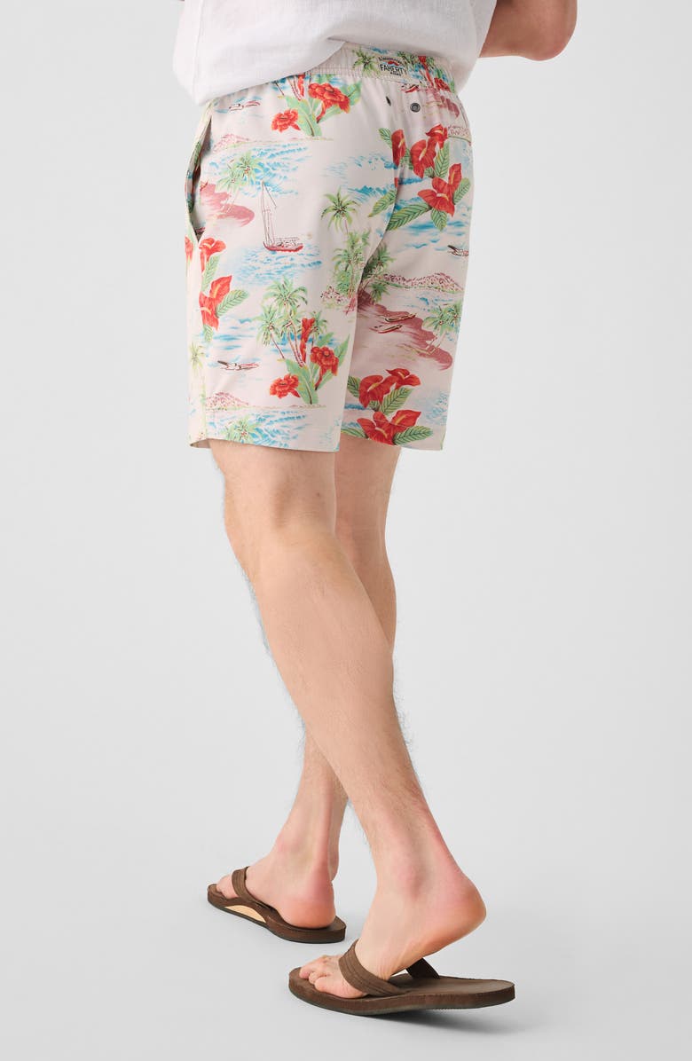Faherty Beacon Print Swim Trunks, Alternate, color, 