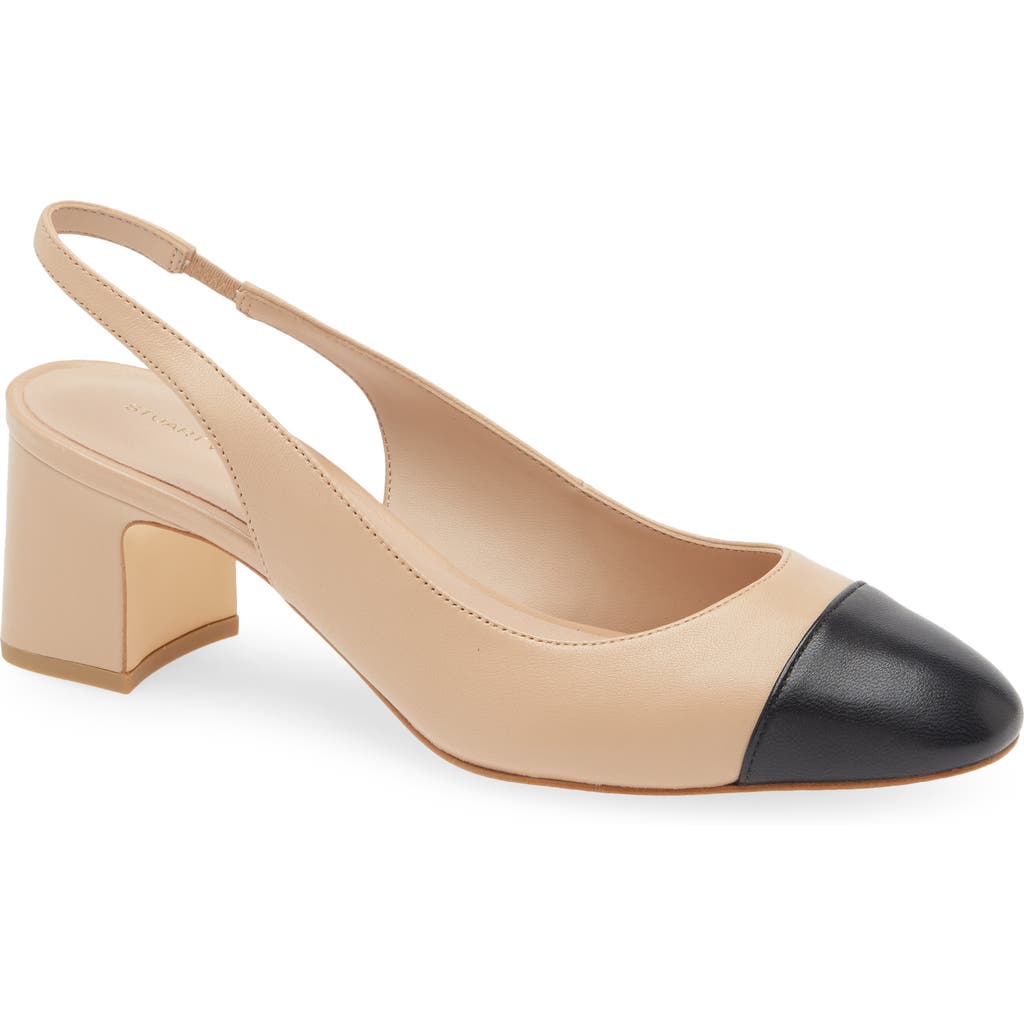 Stuart Weitzman Milla 55 Slingback Pump In Golden Beige/black