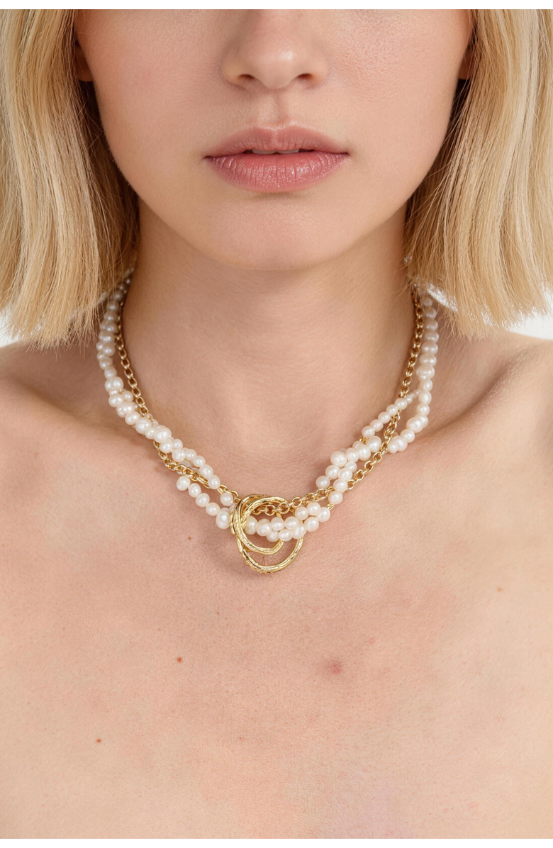 Classicharms Nina Multi-Strand Pearl Necklace, Alternate, color, Gold