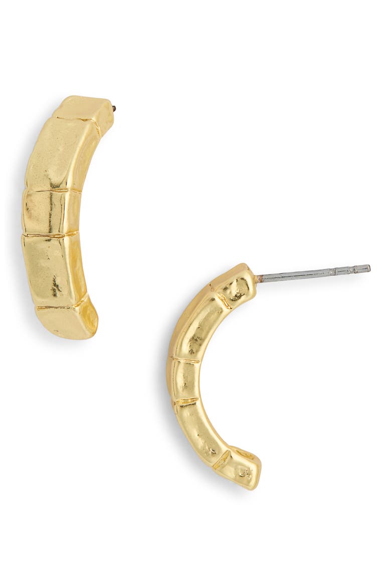 Brick Half Hoop Earrings, Main, color, GOLD