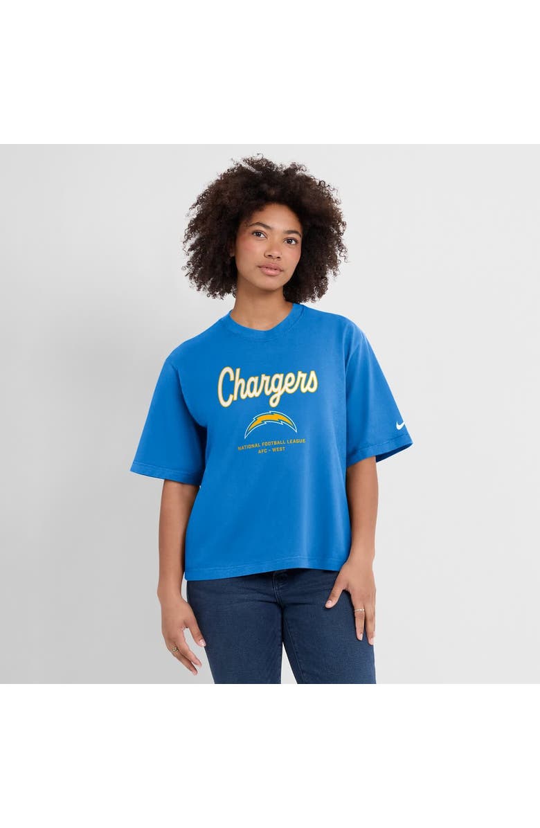 Nike Women's Nike Powder Blue Los Angeles Chargers Essential Script Relaxed Boxy T-Shirt, Alternate, color, Powder Blue