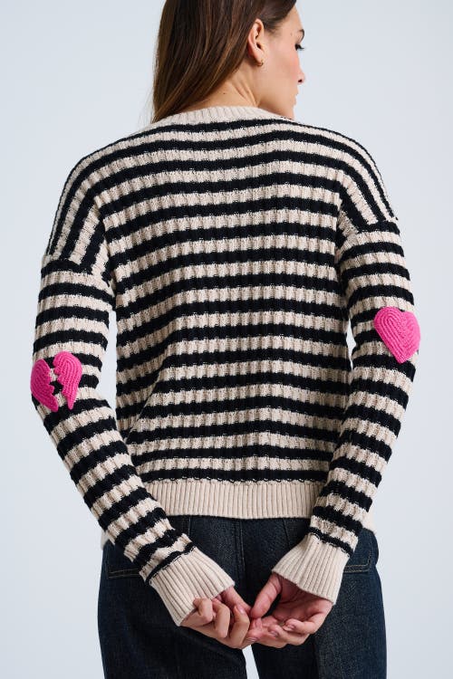 Lisa Todd Heart Cotton Cashmere Striped Sweater In Gray